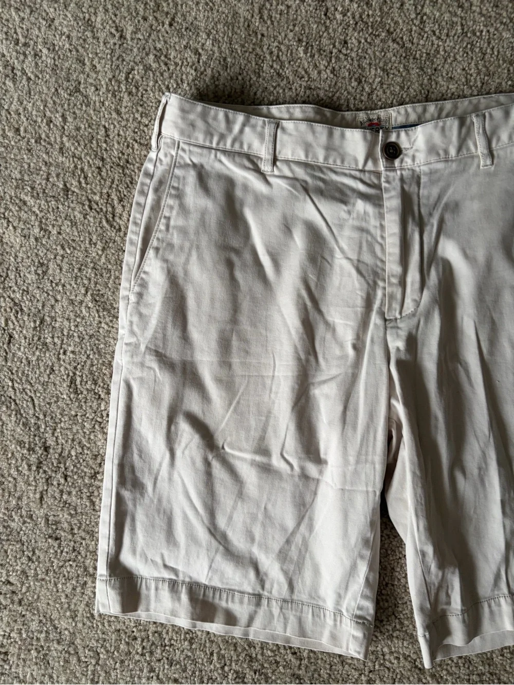Men’s faherty All Day Bermuda chino Shorts Stone White Organic Cotton 9